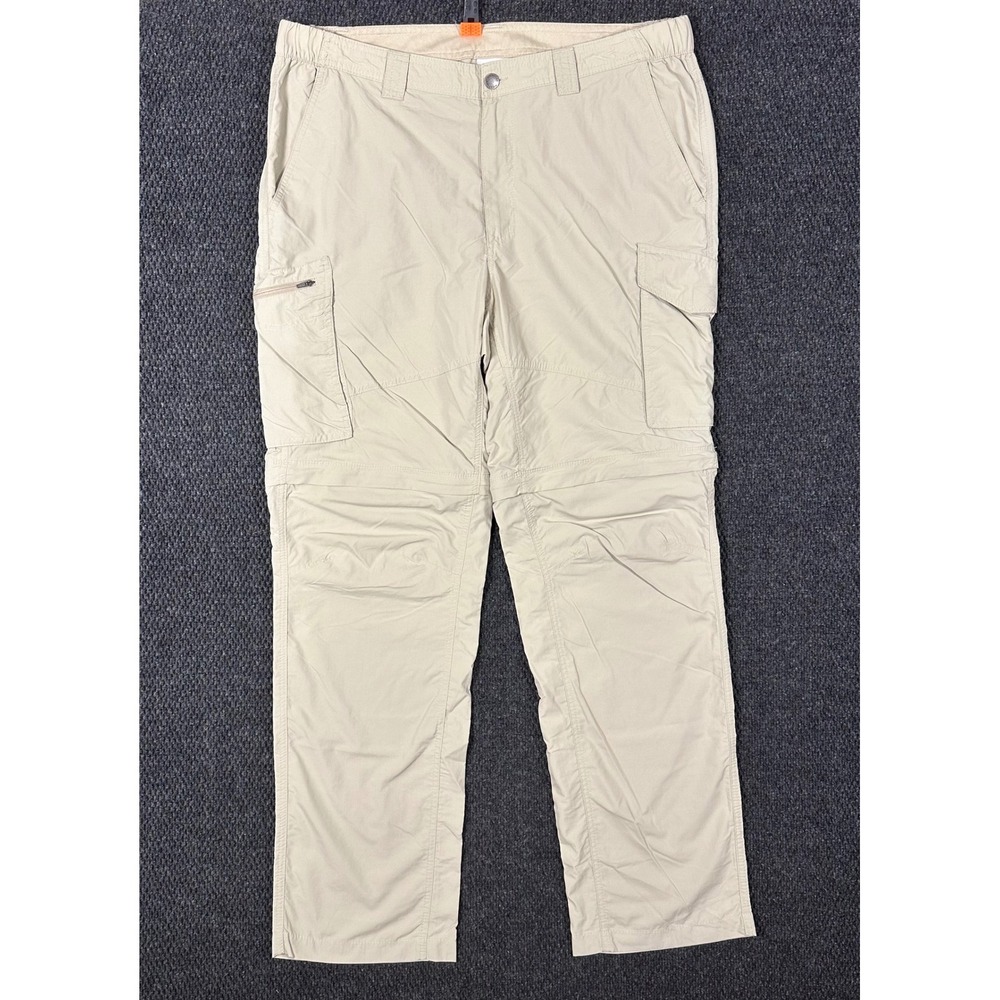 Columbia Kestrel Trail Convertible Cargo Pant Mens 36x33 Beige Hiking Outdoor